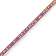 Ribbon text "dreamer" Paisley Purple-Gold