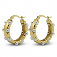 Stainless steel earrings imitation pearls Gold