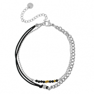 Stainless steel bracelets duo layer Silver-Black