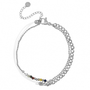 Stainless steel bracelets duo layer Silver-White