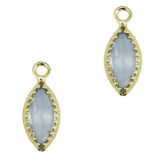 Crystal glass charms oval Grey Blue-Gold