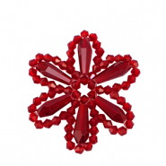 Top Faceted charms flower Red