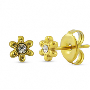 Stainless steel earrings / earpins flower Gold