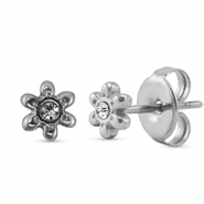 Stainless steel earrings / earpins flower Silver
