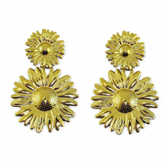 Stainless steel earrings / earpin flower Gold