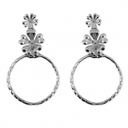 Stainless steel earrings / earpin flower Silver