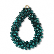 Top Faceted charms drop petrol green