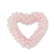 Top Faceted charms heart light pink