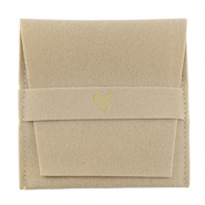 Jewellery Bag heart Latte Beige-Gold