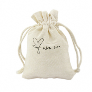 Jewellery Linen Bag "with love" Off White
