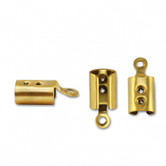 Stainless Steel findings fold over cords ends Gold