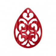 Resin pendants drop baroque 38x27mm Chilli Red