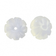 Natural stone beads agate flower Transparent Pearl-White