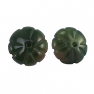 Natural stone beads Calcite flower Dark Green
