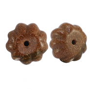 Natural stone beads glass flower Glitter Brick Brown