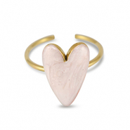 Stainless steel rings enamel heart Pearl Light Pink-Gold