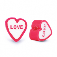 Polymer beads ''Love'' Red-White
