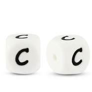 Letter beads silicone C White-black