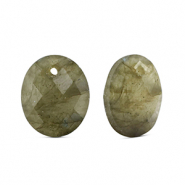 Natural stone charms Glass oval Light Gray