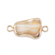 Freshwater pearls connector asymmetric Gold-Taupe