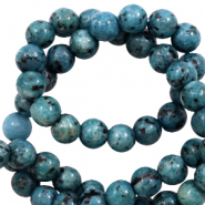 Natural stone beads Granite 8mm Petrol Blue