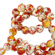 Beads Ceramic 8mm White-orange red