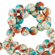 Beads Ceramic 6mm White-red blue