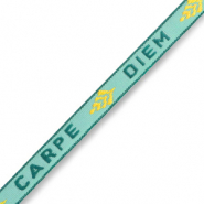 Ribbon text "carpe diem" Turquoise-Green