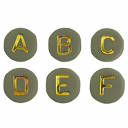 Acrylic letter beads mix Army Green-Gold