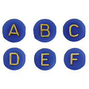 Acrylic letter beads mix Cobalt Blue-Gold