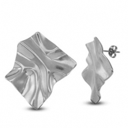 Stainless steel earrings / earpin square Silver