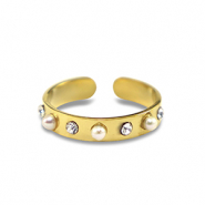 Stainless steel rings pearls Gold
