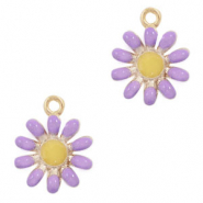 Metal charms flower Gold Purple