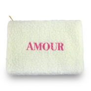 Teddy pouch "AMOUR" Off White-Pink