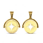 Stainless steel charms rotate star Gold