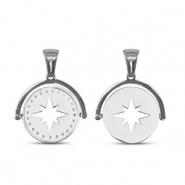 Stainless steel charms rotate star Silver