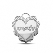 Stainless steel charms ''amour'' Silver