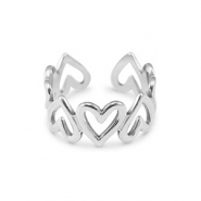 Stainless steel rings heart Silver