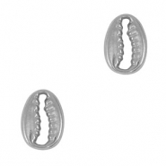 Stainless steel charms connector cowrie Silver