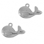 Stainless steel charms whale Silver