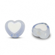 Acrylic beads heart Light blue-white