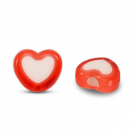 Acrylic beads heart Red-white