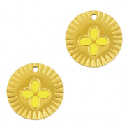Stainless steel charms round flower Gold-Yellow