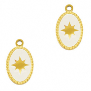 Stainless steel charms oval sun Gold-White