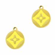 Stainless steel charms round flower Gold-Yellow