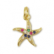 Brass TQ metal charms starfish Gold-Multicolor