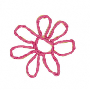 Raffia pendants flower 55mm Fuchsia