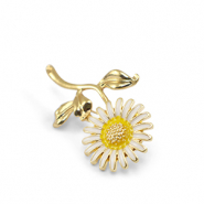 Brooches flower White-Yellow-Gold