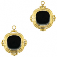 Stainless steel charms square enamel Gold-Black