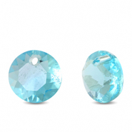 Crystal glass charms round Aqua